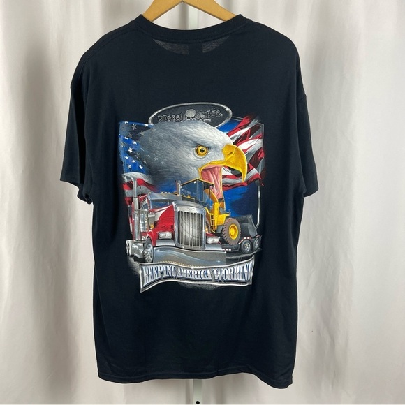 Semi Truck Trucker Diesel Large AOP Big Graphic Tee Bundle American Eagle USA - Picture 2 of 16